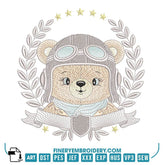 Vintage Aviator Bear Embroidery Design Pack – 10 Designs - FineryEmbroidery